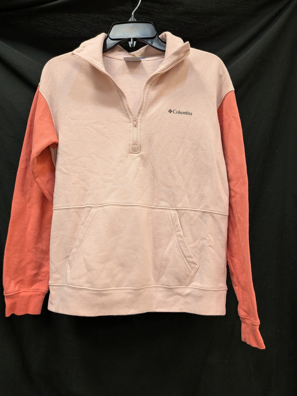 Columbia Women's Two-Tone Half-Zip Pullover - Blush Pink with Coral Sleeves